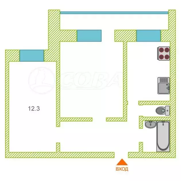 2-комнатная квартира: Тюмень, улица 50 лет Октября, 21А (49 м) - Фото 2
