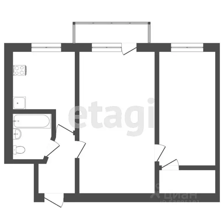 2-к кв. Ростовская область, Ростов-на-Дону Соборный пер., 45 (49.0 м) - Фото 1