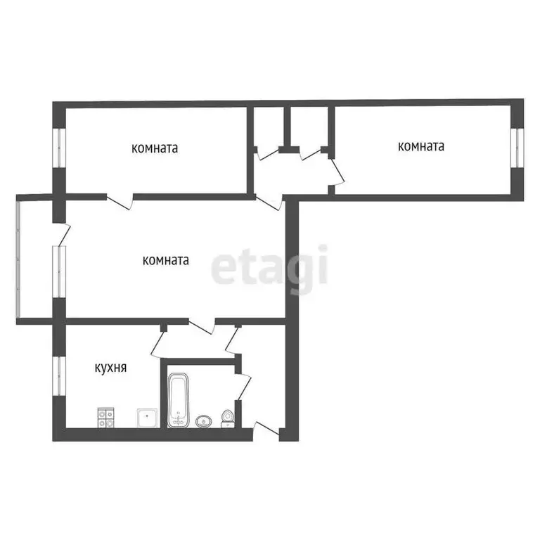 3-комнатная квартира: Тула, улица Пузакова, 16 (48 м) - Фото 0