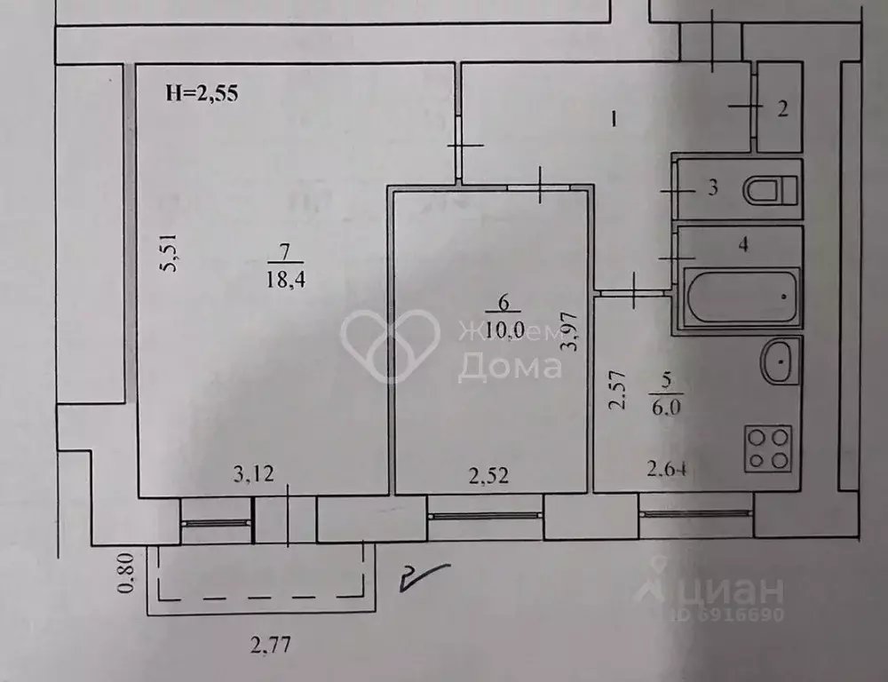 2-к кв. Волгоградская область, Волгоград ул. Маршала Еременко, 98 ... - Фото 2