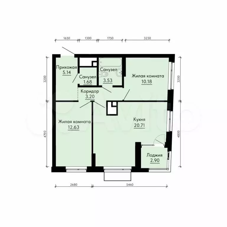 2-к. квартира, 58,5 м, 29/31 эт. - Фото 0