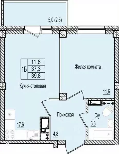 1-к кв. Псковская область, Псков ул. Ижорского Батальона, 41 (39.8 м) - Фото 0