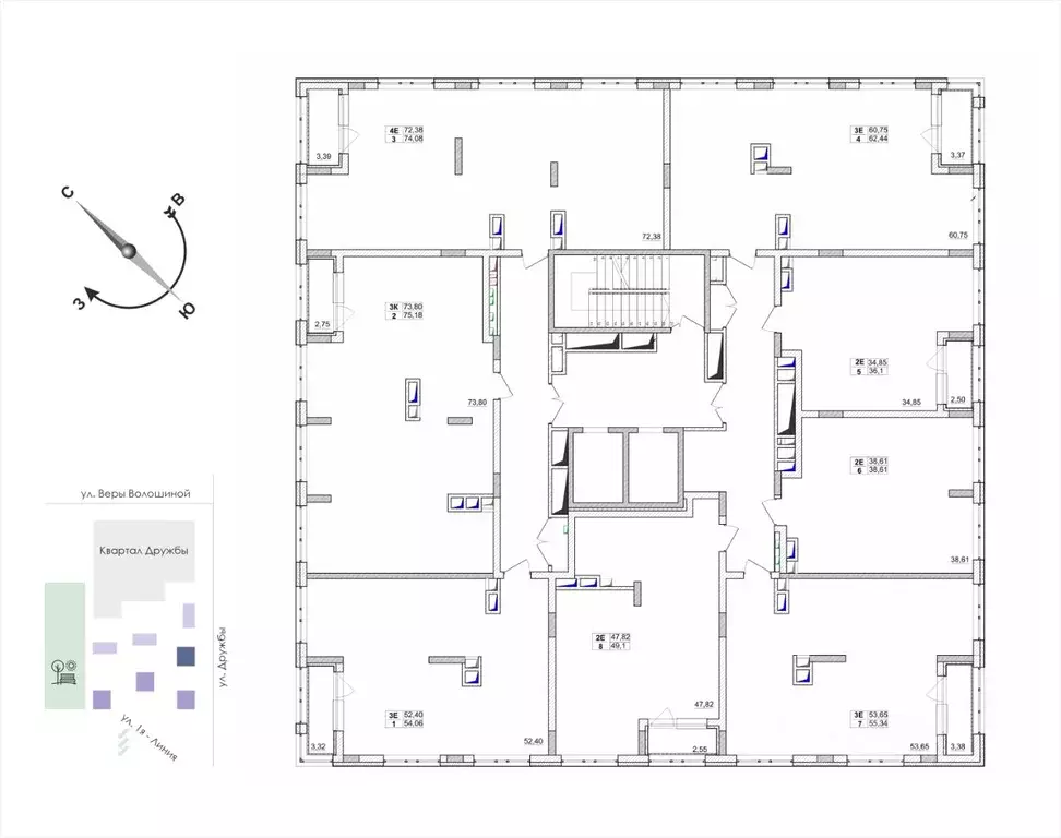 3-к кв. Кемеровская область, Кемерово ул. Дружбы, 10 (75.18 м) - Фото 2