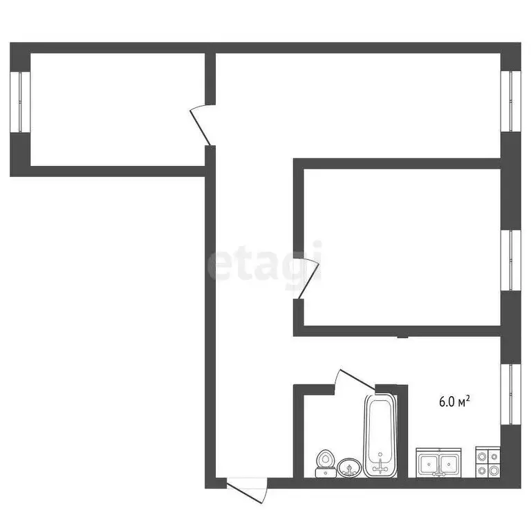 3-комнатная квартира: Рыбинск, улица Луначарского, 27 (62 м) - Фото 0