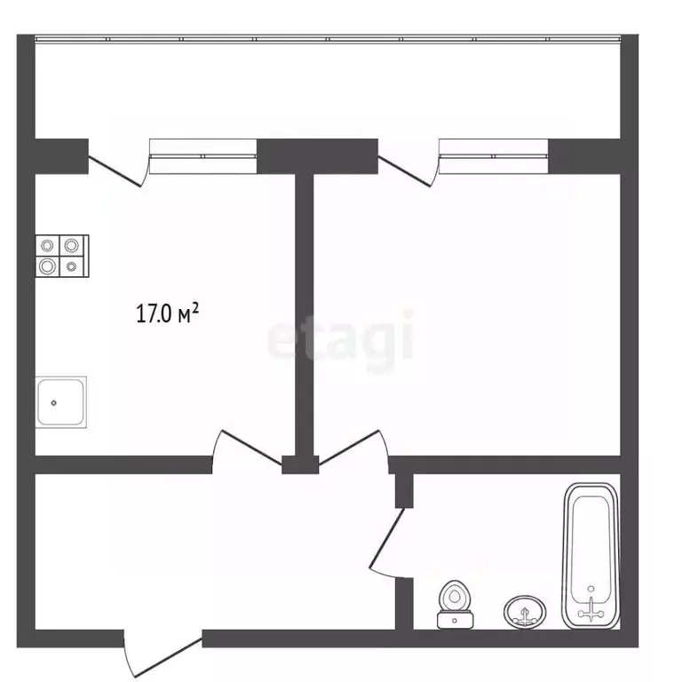 1-к кв. Тюменская область, Тюмень ул. Республики, 237 (30.0 м) - Фото 2