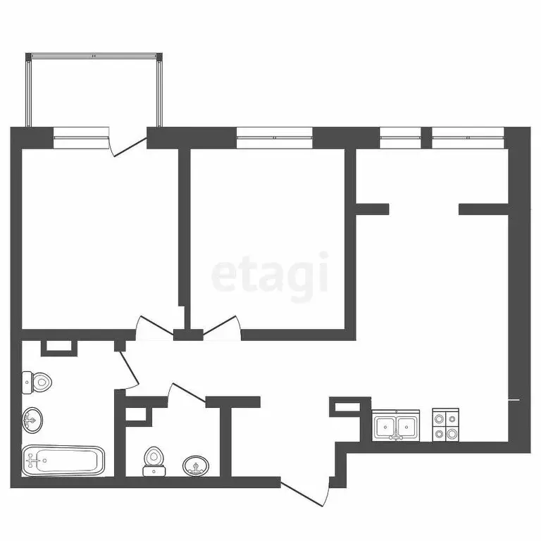2-комнатная квартира: Тюмень, Харьковская улица, 74 (54.2 м) - Фото 0