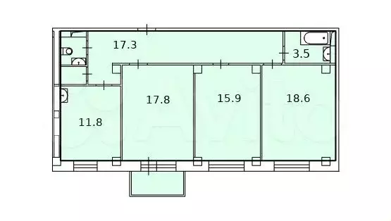 3-к. квартира, 87,8 м, 2/9 эт. - Фото 0