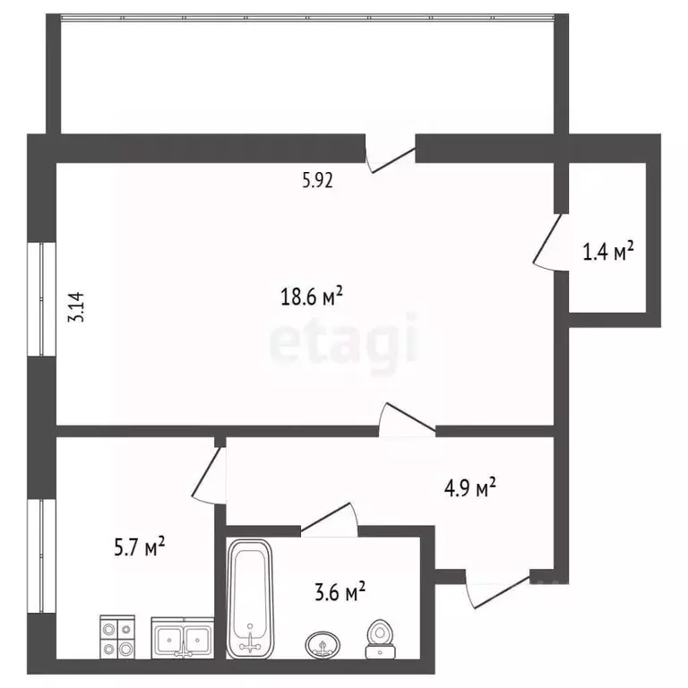 1-к кв. Татарстан, Альметьевск ул. Ризы Фахретдина, 23 (34.0 м) - Фото 1