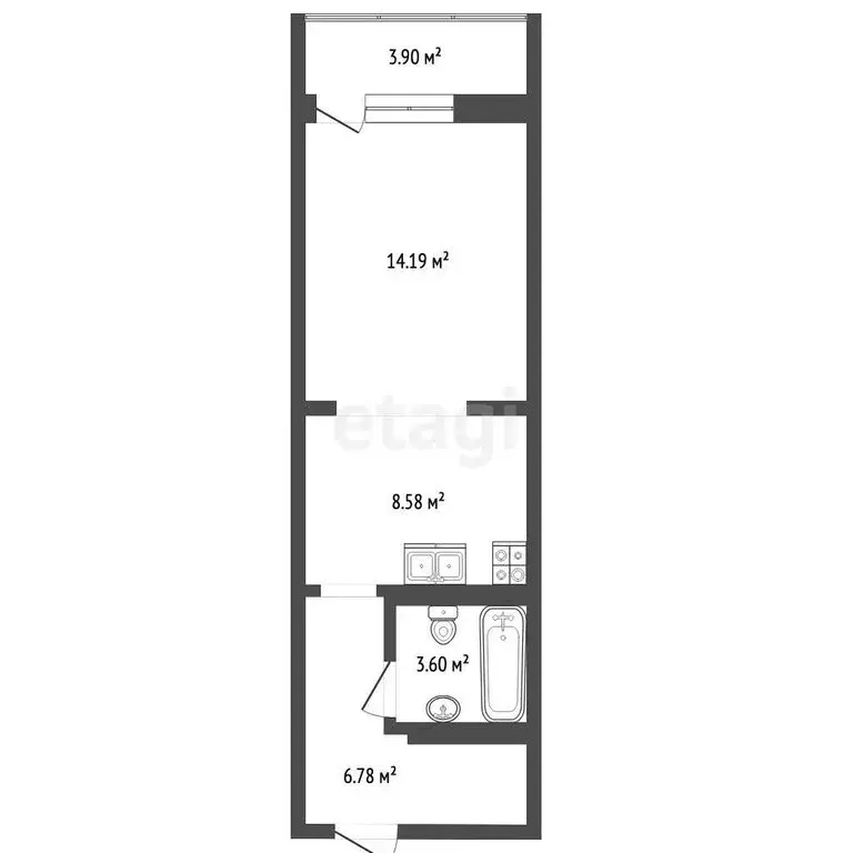 Квартира-студия: Ялта, улица Кирова, 155Ак2 (38 м) - Фото 1