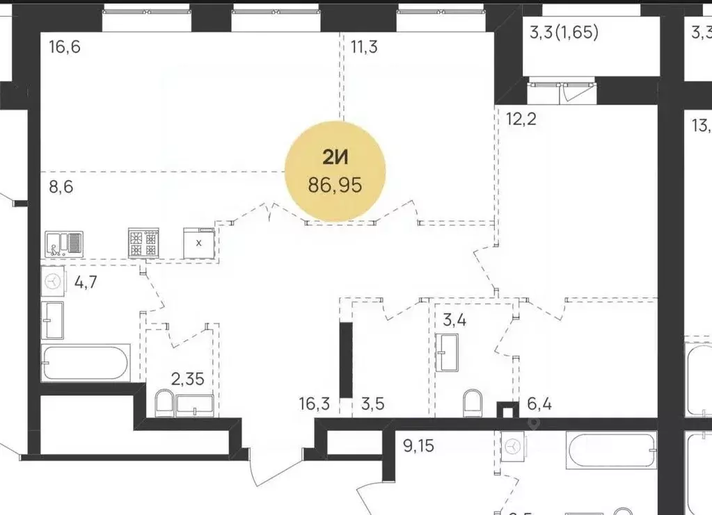 3-к кв. Татарстан, Казань Краснококшайская ул., 60 (85.0 м) - Фото 2