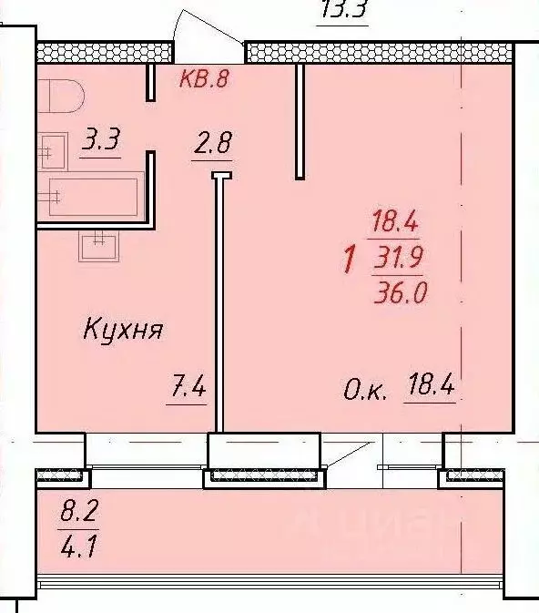 1-к кв. Алтайский край, Новоалтайск ул. 9 Января, 21 (36.0 м) - Фото 1