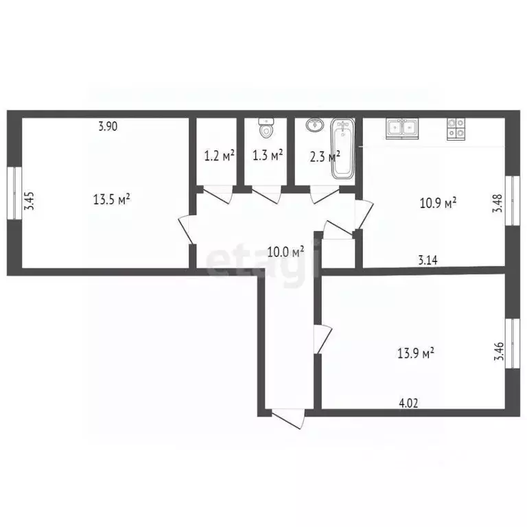 2-к кв. Ханты-Мансийский АО, Сургут просп. Мира, 36/2 (45.0 м) - Фото 1