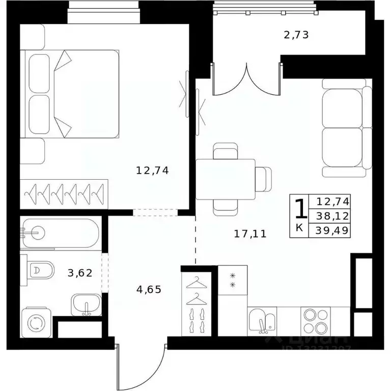 1-к кв. Нижегородская область, Нижний Новгород Ленгородок мкр, Мед ... - Фото 1