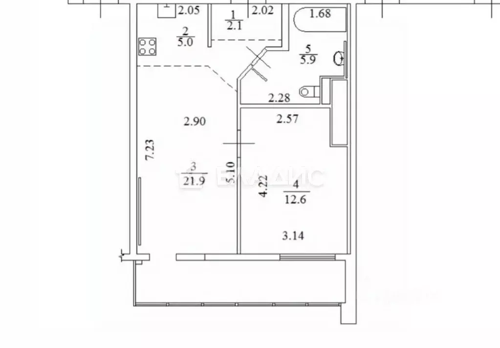 1-к кв. Санкт-Петербург Богатырский просп., 2А (47.0 м) - Фото 2