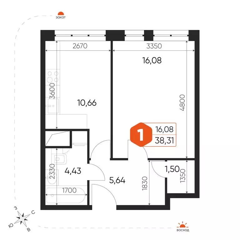 1-комнатная квартира: посёлок городского типа Некрасовский, Заводская ... - Фото 1