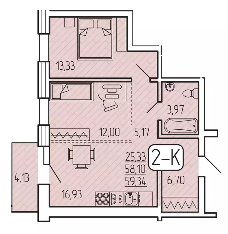 2-к кв. Бурятия, Улан-Удэ 140А мкр,  (59.34 м) - Фото 1