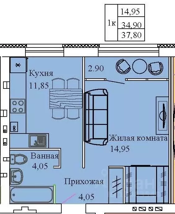 1-к кв. Ивановская область, Кохма Просторный мкр,  (37.8 м) - Фото 0