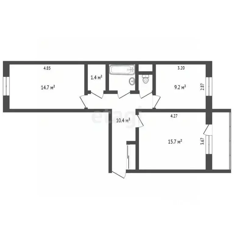 2-к кв. Ямало-Ненецкий АО, Новый Уренгой Восточный мкр, 1/1 (55.4 м) - Фото 2