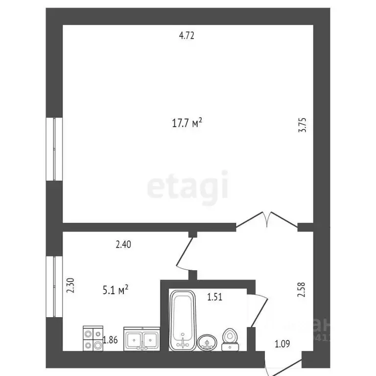 1-к кв. Севастополь ул. Короленко, 20 (28.0 м) - Фото 1