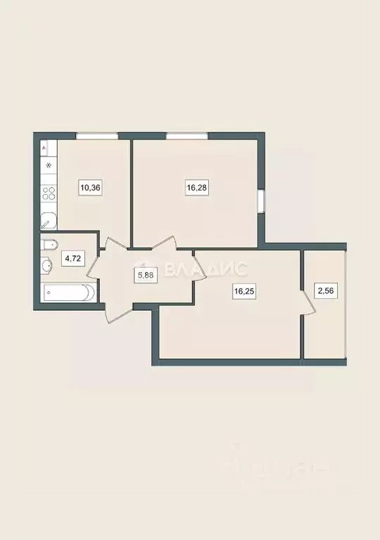 2-к кв. Липецкая область, Елец Александровский мкр, 22 (52.51 м) - Фото 2