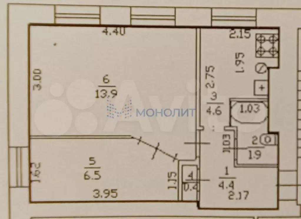 2-к. квартира, 31,7 м, 2/2 эт. - Фото 0