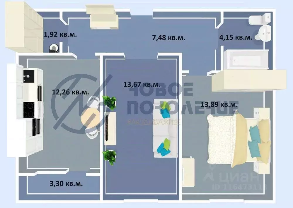 2-к кв. Омская область, Омск ул. Завертяева, 18к12 (56.67 м) - Фото 0