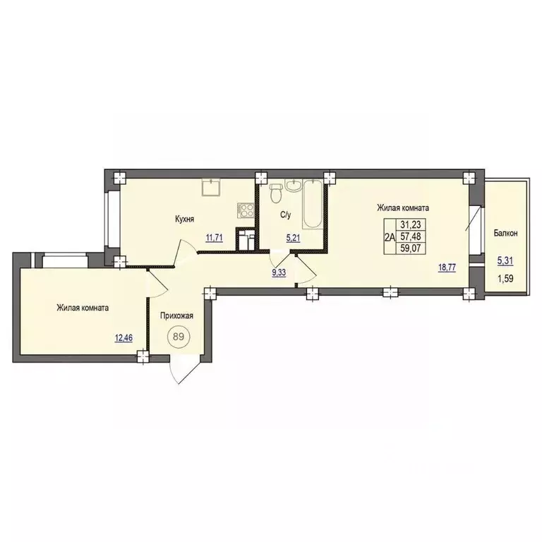 2-к кв. Псковская область, Псковский район, Завеличенская волость, д. ... - Фото 1