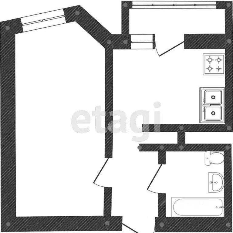 1-к кв. Вологодская область, Вологда ул. Гагарина, 82А (31.9 м) - Фото 2