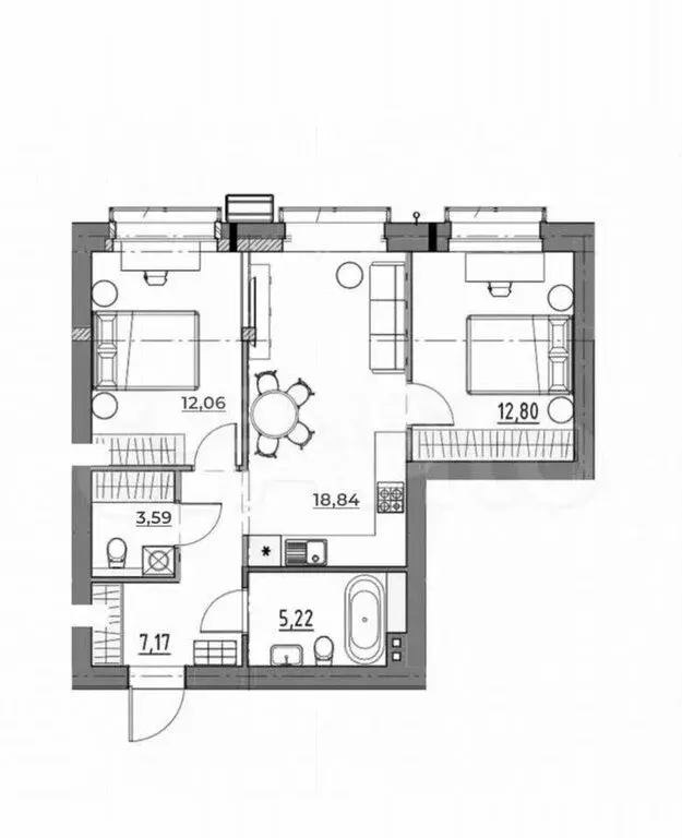 2-комнатная квартира: Иркутский муниципальный округ, деревня ... - Фото 2