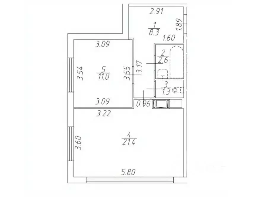 1-к кв. Санкт-Петербург Варфоломеевская ул., 6 (44.6 м) - Фото 2