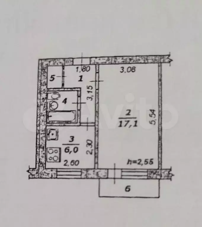 1-к. квартира, 31 м, 4/5 эт. - Фото 0