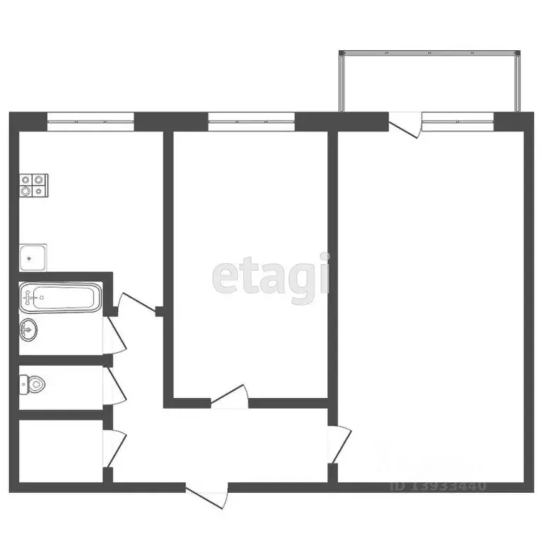 2-к кв. Тюменская область, Тюмень ул. Ветеранов Труда, 9 (44.6 м) - Фото 1