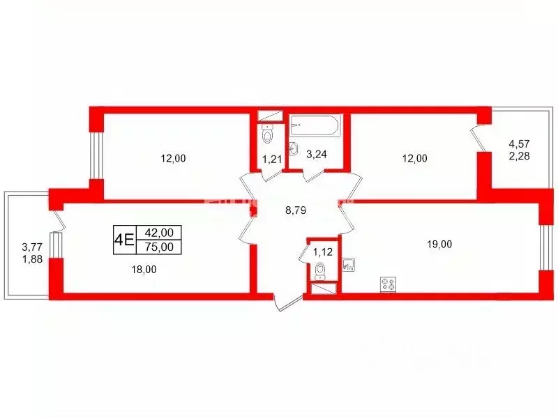 3-к кв. Ленинградская область, Мурино Всеволожский район, Оборонная ... - Фото 2