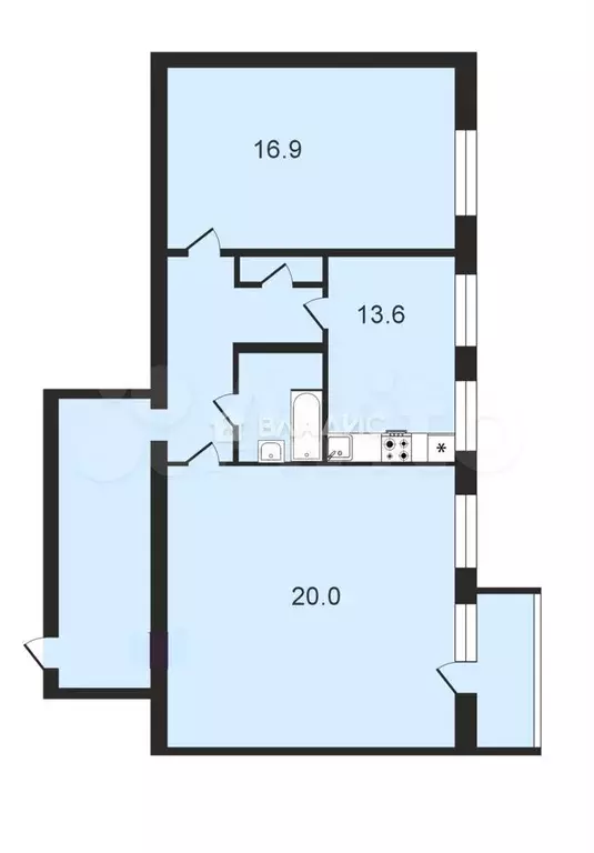 2-к. квартира, 67,5 м, 2/3 эт. - Фото 0