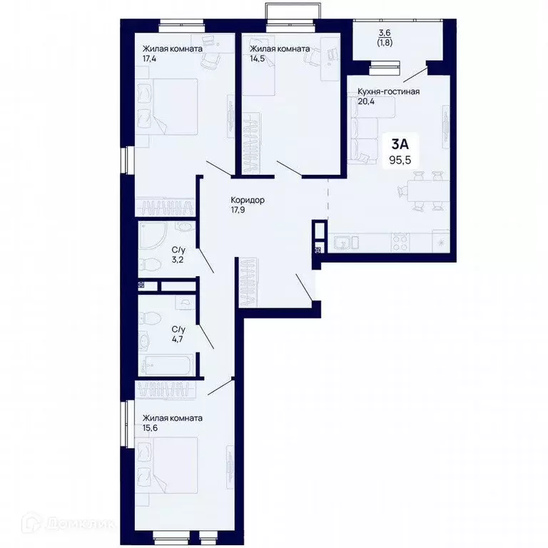 Продаётся 3-к квартира, 95.5 м - Фото 0