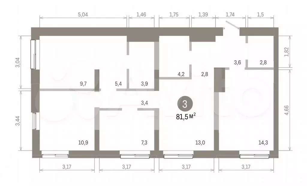 3-к. квартира, 81,5 м, 2/8 эт. - Фото 1