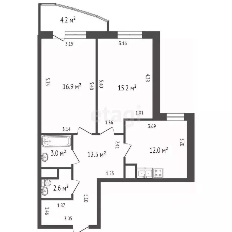 2-к кв. Санкт-Петербург Земледельческая ул., 5к2 (62.2 м) - Фото 1