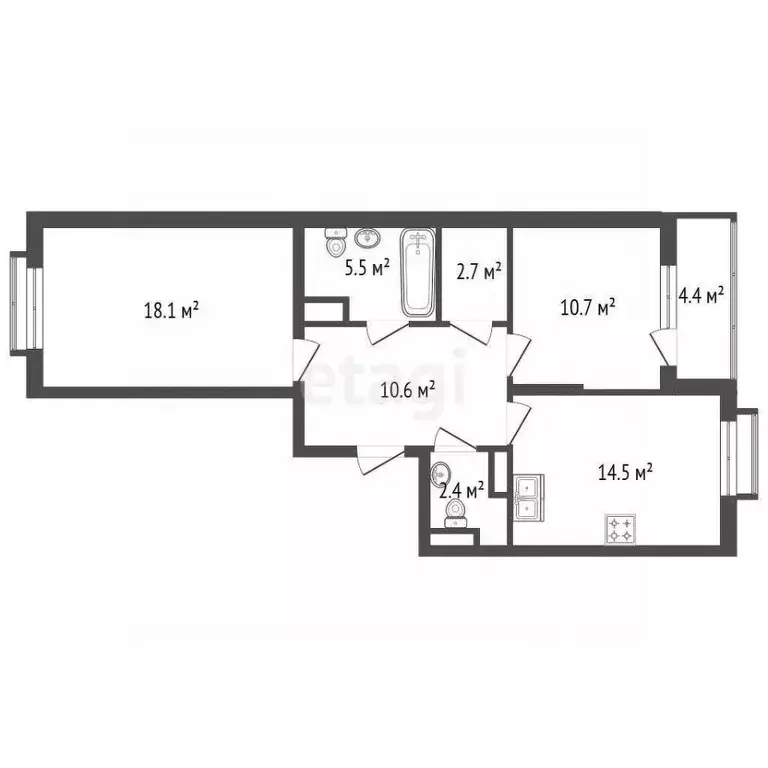 2-к кв. Санкт-Петербург Черниговская ул., 17 (66.7 м) - Фото 1