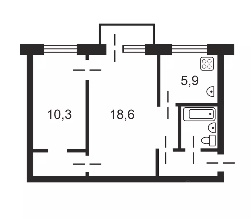 2-к кв. Омская область, Омск ул. Всеволода Иванова, 1 (43.3 м) - Фото 0