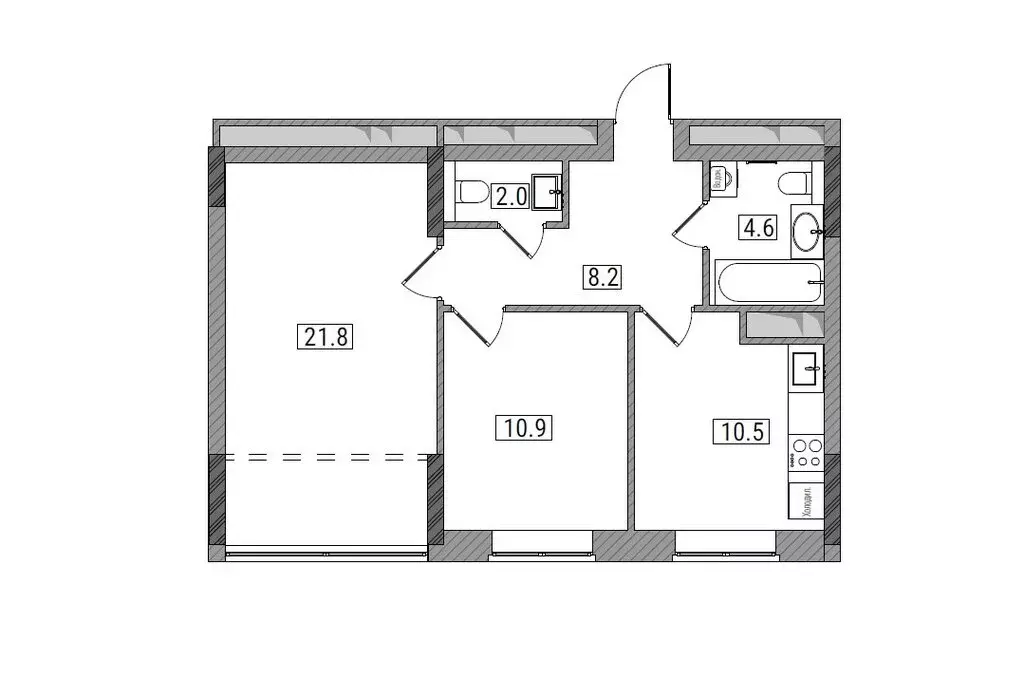 2-комнатная квартира: Киров, ЖК Видный (58 м) - Фото 1