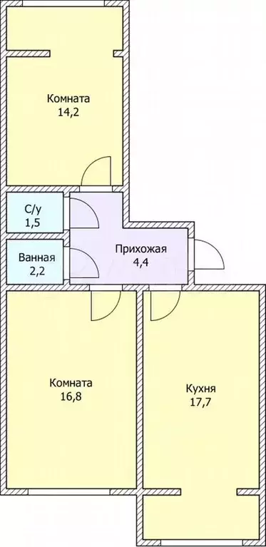 2-к. квартира, 58 м, 12/12 эт. - Фото 0
