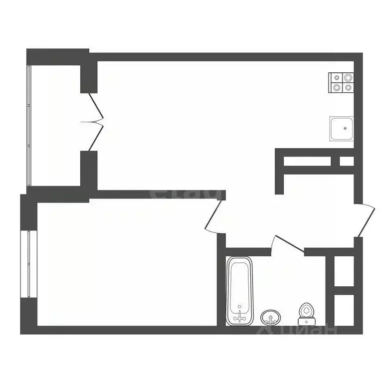 1-к кв. Тульская область, Тула ул. Седова, 26к1 (40.1 м) - Фото 2