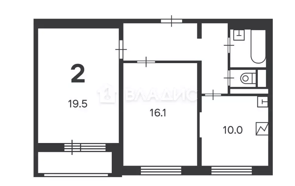 2-комнатная квартира: Москва, район Троицк, Кварцевая улица, 4к1 (59.2 ... - Фото 1