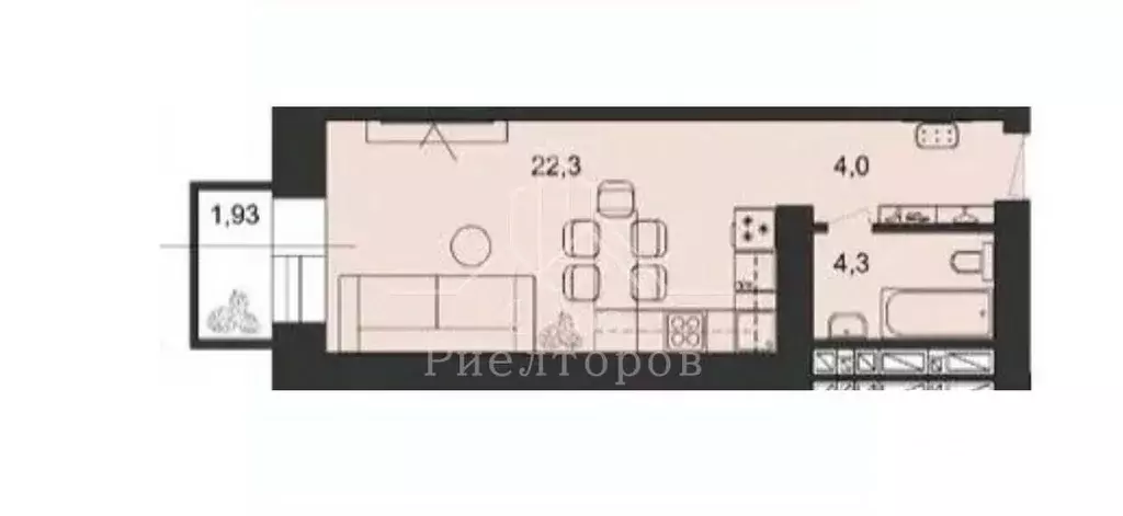 Студия Тамбовская область, Тамбов ул. Агапкина, 2К (31.2 м) - Фото 2