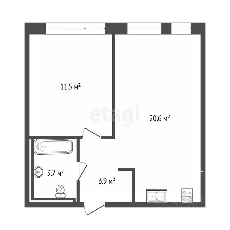 1-к кв. Тюменская область, Тюмень Полевая ул., 117к4 (39.0 м) - Фото 2