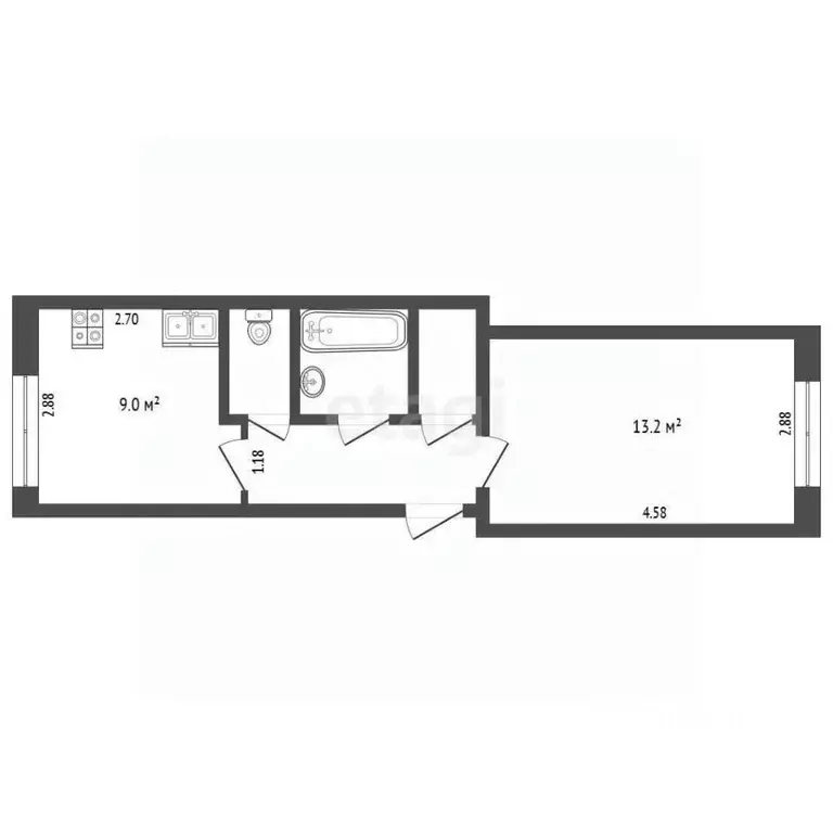 1-к кв. Тюменская область, Тюмень Ткацкий проезд, 3 (33.0 м) - Фото 1