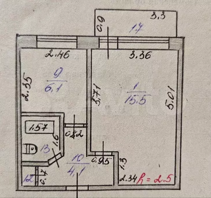 1-к. квартира, 30 м, 2/5 эт. - Фото 0