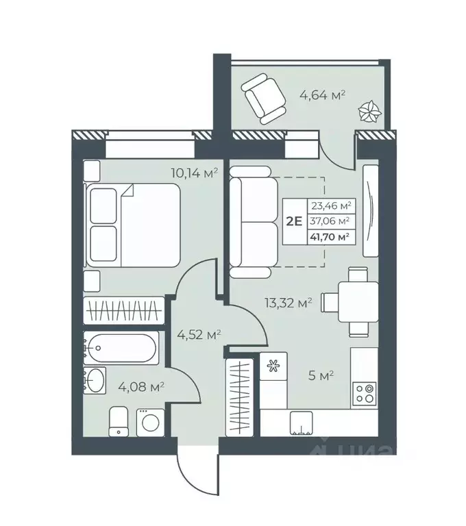 2-к кв. Нижегородская область, Выкса инженера Шухова кв-л,  (41.7 м) - Фото 1