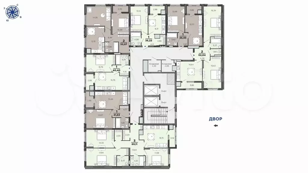 1-к. квартира, 40,4 м, 12/25 эт. - Фото 1