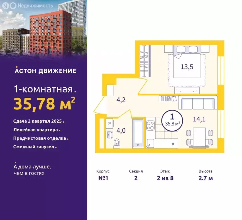 1-комнатная квартира: Екатеринбург, Проходной переулок, 1А (35.78 м) - Фото 0